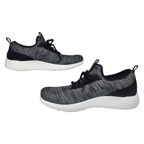 Skechers Shoes Womens 8 Gray Black White Knit Sport Memory Foam Comfort Running - Picture 2 of 11